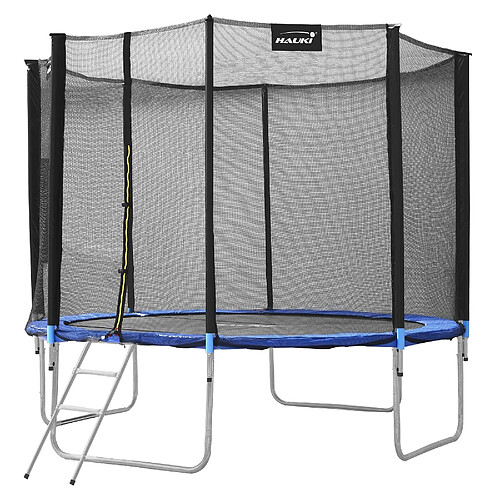 Hauki Trampoline de jardin avec filet de sécurité et échelle set complet bleu Ø 366 cm