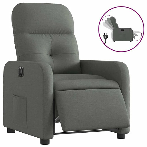 Maison Chic Fauteuil Relax pour salon, Fauteuil inclinable électrique Gris foncé Tissu -GKD50290