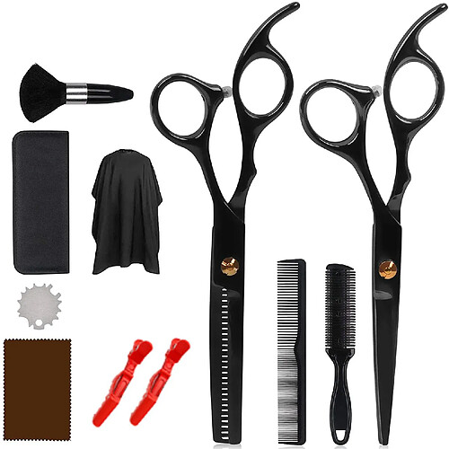 INF Kit de coiffure avec ciseaux, peignes, pinces, manteau 11 pièces