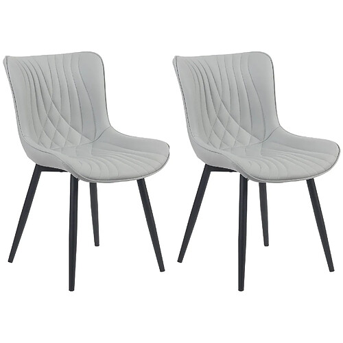 Decoshop26 Set de 2 chaises de salle à manger design moderne en PVC gris et métal noir 10_0001672