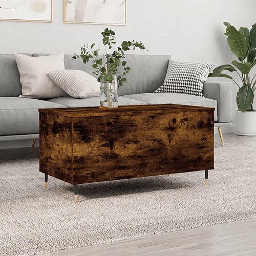 vidaXL Table basse Chêne fumé 90x44,5x45 cm Bois d'ingénierie