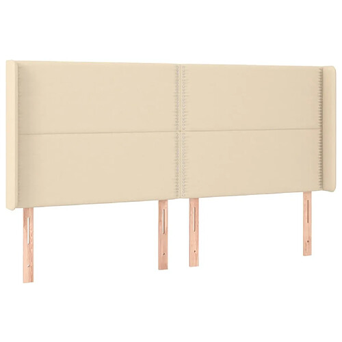 Maison Chic Tête de lit moderne avec oreilles pour chambre - Décoration de lit Crème 163x16x118/128 cm Tissu -MN54494