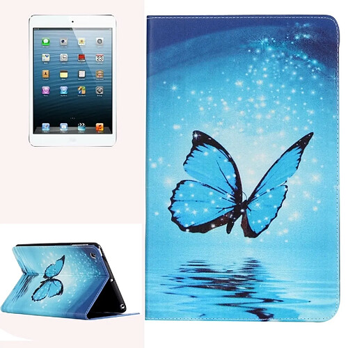 Wewoo Smart Cover bleu pour iPad mini 1/2/3 peinture papillon motif horizontal étui en cuir flip avec support