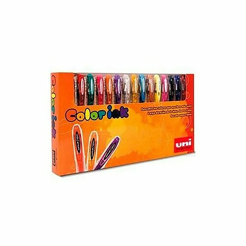 Uni Ball Ensemble de Stylos Uni-Ball Rollerball Signo UM-120 Multicouleur 15 Pièces 0,5 mm