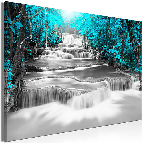 Artgeist Tableau - Cascade of Thoughts (1 Part) Wide Turquoise [90x60]