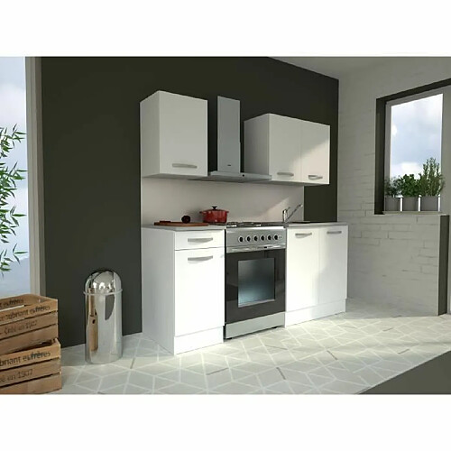 Tbs Cuisine complète OSLO - L 180cm - Blanc mat - Plan de travail inclus