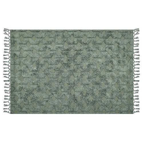 Beliani Tapis en coton vert 140 x 200 cm KARS