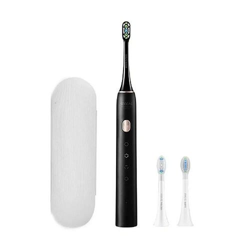 Justgreenbox Brosse à dents électrique sonique avec 3 têtes de brosse DuPont 4 modes de poignée à ultrasons automatique, Noir