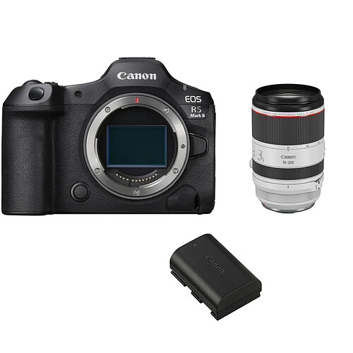 Canon EOS R5 Mark II Mirrorless Camera + Canon RF 70-200mm f2.8 L IS USM +Canon LP-e6p (7.2V, 1800mAh) LP-e6p