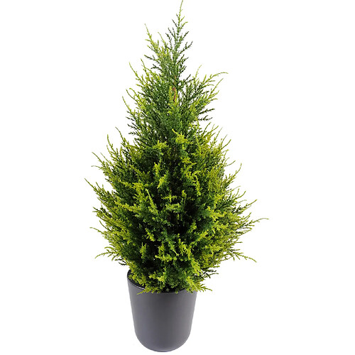 Pegane Plante artificielle haute gamme Spécial extérieur / Cypres Juniperus - Dim : 65 x 33 cm