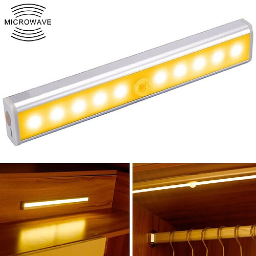 Wewoo 1.8W 10 LED chauffent la lumière blanche large écran intelligent capteur de corps humain Corridor du Cabinetversion de charge USB