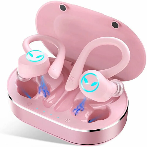 Q25 Pro Écouteurs Sans Fil Bluetooth Stéréo Basse Écouteurs Crochet D'Oreille Suppression De Bruit Casques De Jeu De Sport Rose