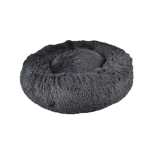 Toilinux Coussin doux et rond Snow pour chien et chat - Gris anthracite - Diam 75 cm