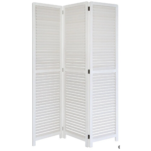 Decoshop26 Paravent 3 panneaux blanc en bois 120x170cm PAR06020