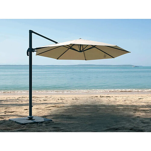 Parasol rond en aluminium et toile polyester avec pied en croix - Tobago Éco - Ø 3 x 2,66 m - Jardiline