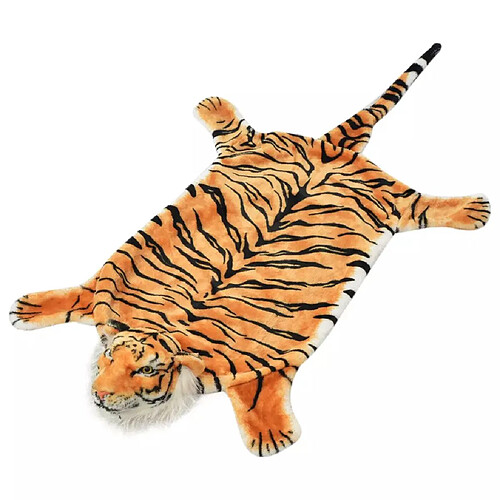 Decoshop26 Tapis en peluche en forme de tigre 144 cm Marron DEC024171