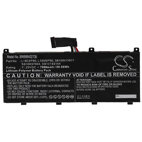 vhbw Batterie compatible avec Lenovo ThinkPad P53 20qn001jus, 20qn001vus, 20qn002fus, 20qn003pmd ordinateur portable (7900mAh, 11,25V, Li-polymère)