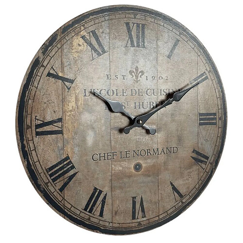 L'Héritier Du Temps Horloge Murale Pendule Ronde de Cuisine ou Salon en Bois et Papier Ecole De Cuisine St Huber 4x34x34cm