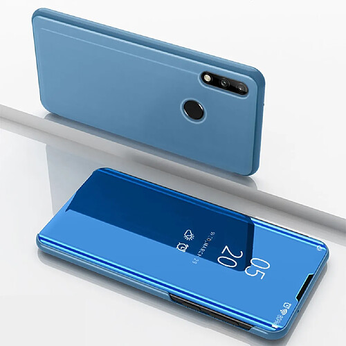 Coque en TPU + PU voir la surface du miroir de la fenêtre avec support bleu clair pour votre Huawei P40 Lite E/Y7p