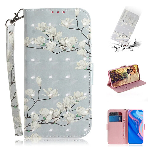 Wewoo Housse Coque Étui en cuir à rabat horizontal Motif magnolia dessin 3D pour Huawei P Smart Z / Y9 Prime 2019 / nova 5iavec support et fentes cartes et portefeuille