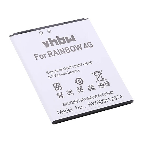 vhbw Li-Ion Batterie 2500mAh (3.7V) pour téléphone portable Smartphone Wiko Rainbow 4G comme L5503, 37178, L5503AE.