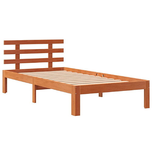 Vidaxl Cadre de lit avec tête de lit cire marron 75x190 cm bois de pin