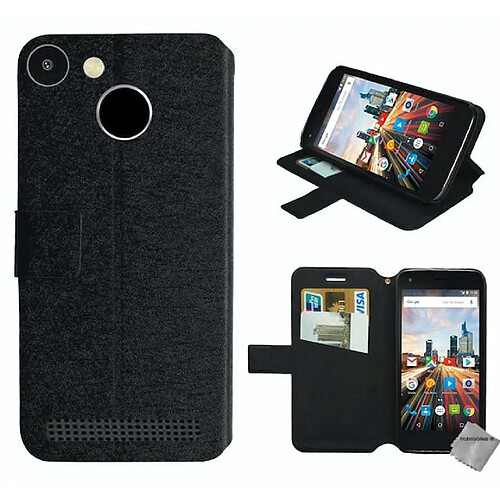 Htdmobiles Housse etui portefeuille pour Archos 50F Helium + film ecran - NOIR