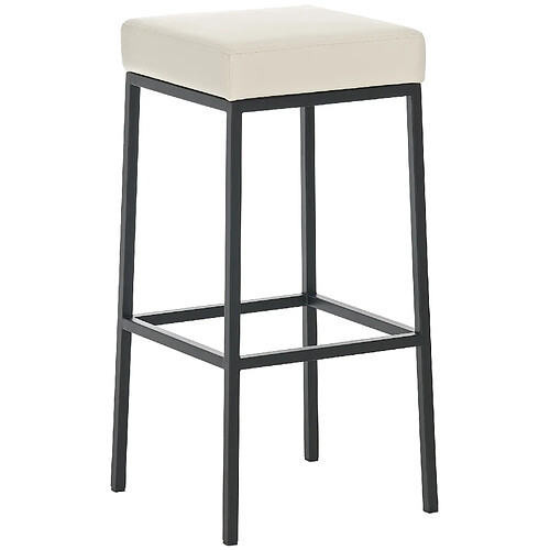 Decoshop26 Tabouret de bar x1 avec repose-pieds design simple hauteur 85 cm en PVC crème et métal noir 10_0005245