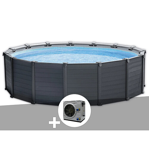 Kit piscine tubulaire Intex Graphite ronde 4,78 x 1,24 m + Pompe à chaleur