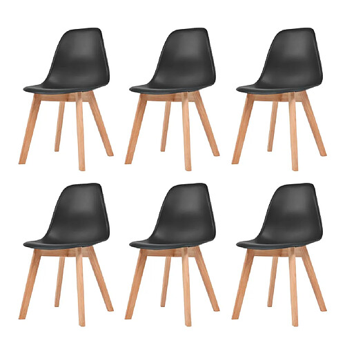 vidaXL Chaises à manger lot de 6 Noir Plastique