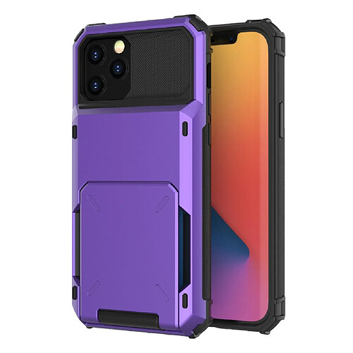 Coque en TPU à rabat, hybride, anti-chute avec porte-cartes violet pour votre Apple iPhone 13 Pro 6.1 pouces