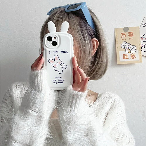 GUPBOO Étui pour iPhone13 Dancing line blush bunny girl étui pour téléphone portable niche soft