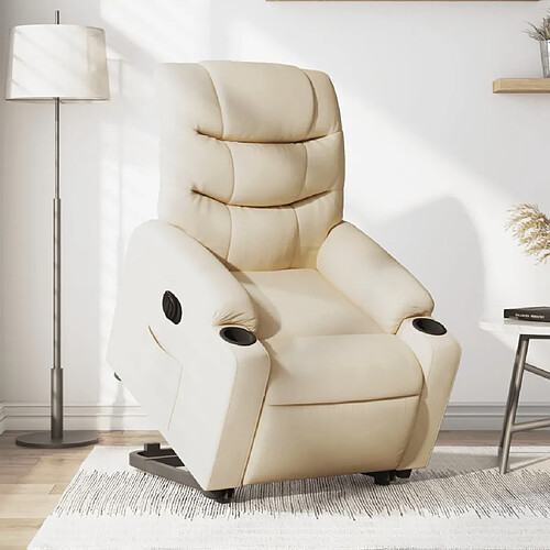 vidaXL Fauteuil inclinable électrique crème tissu