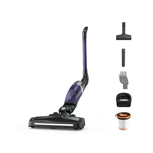 ROWENTA RH1238WO Aspirateur balai sans fil, Tube flexible, Compact, Tous types de surface, Autonomie 40 min, X-Trem, Noir/violet