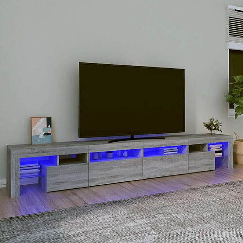 Maison Chic Meubles TV avec lumières LED - Banc TV pour salon Sonoma gris 260x36,5x40 cm -MN59284