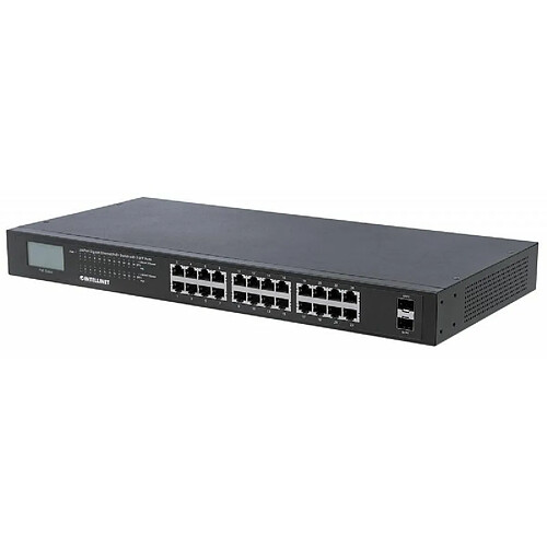 Disney switch intellinet gigabit ethernet 24 porte poe+ con 2 porte sfp