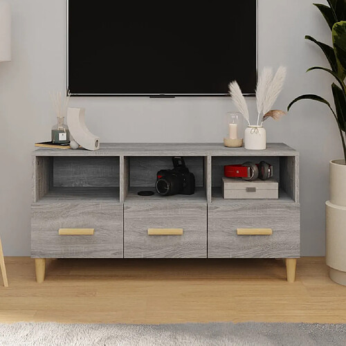 vidaXL Meuble TV Sonoma gris 102x36x50 cm Bois d'ingénierie