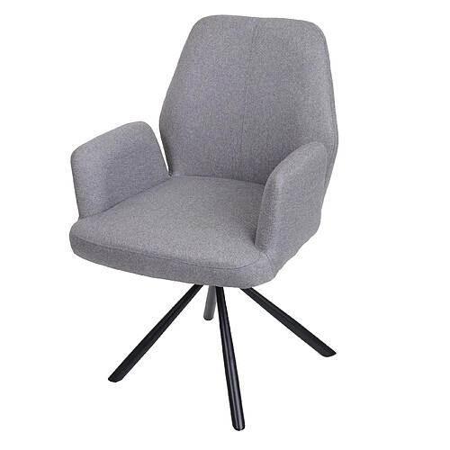 Decoshop26 Chaise de salle à manger fauteuil pivotant avec accoudoirs en tissu/textile gris clair 04_0006313