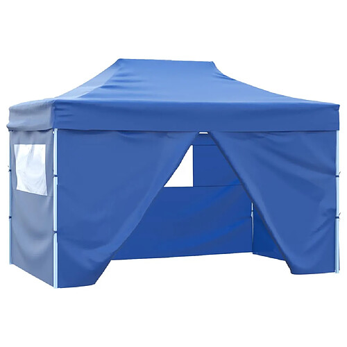 vidaXL Tente de réception pliable avec 4 parois 3x4 m Acier Bleu