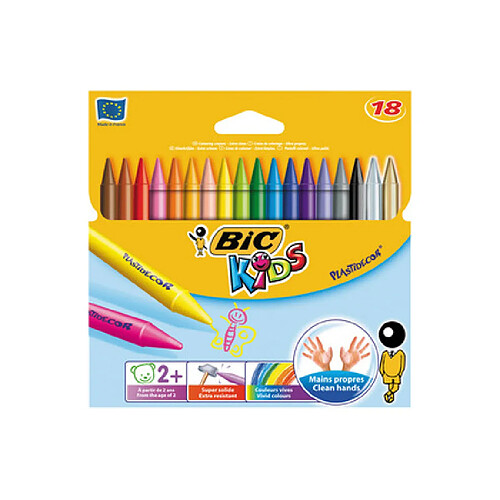 BIC KIDS Crayon de cire Plastidecor, étui en carton de 18 ()