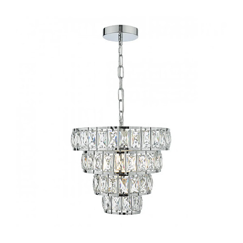 Luminaire Center Suspension Cerys Cristal,chrome poli 1 ampoule 29cm