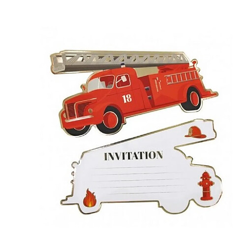 PartyPro lot de 8 invitations pompiers