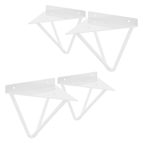 ML DESIGN MODERN LIVING 4x Support étagère d'angle triangle en métal blanc avec vis 160mm fixation mural