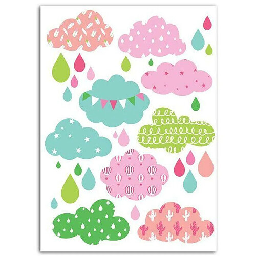 TOGA Textile thermocollant 15 x 21 cm - Nuages fille