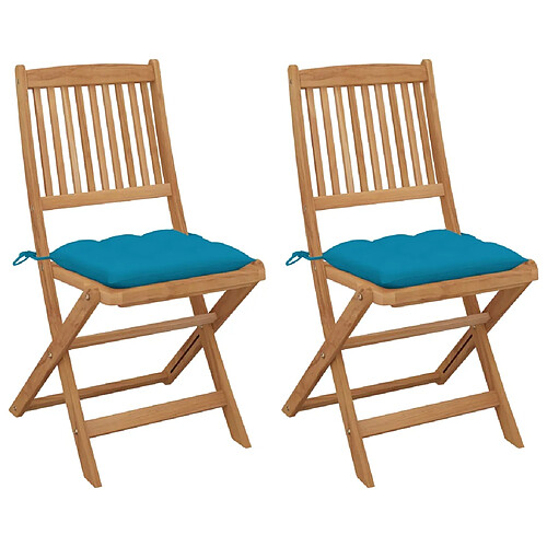 vidaXL Chaises pliables de jardin lot de 2 avec coussins Bois d'acacia