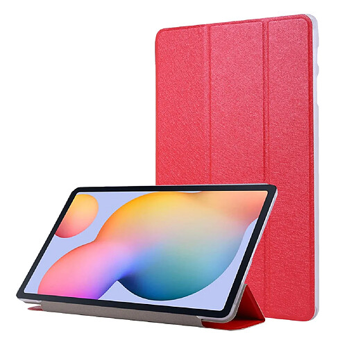 Etui en PU texture soie, antichoc avec support rouge pour votre Samsung Galaxy Tab S8