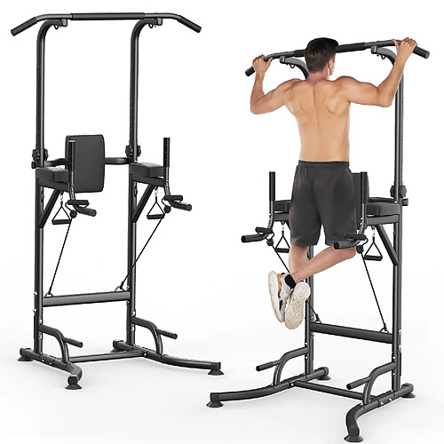 Power Tower Dip Station, Rattantree barre de tractions, multifonction pour entraînement de force dans la salle de sport à domicile, chargeable 330LBS Noir