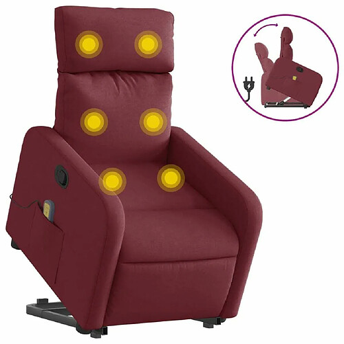 Maison Chic Fauteuil Relax pour salon, Fauteuil inclinable de massage Rouge bordeaux Tissu -GKD86653