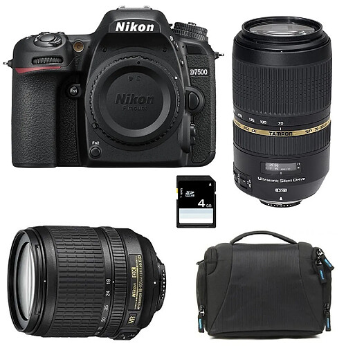 PACK NIKON D7500 + 18-105 VR + TAMRON 70-300 VC USD + Sac + Carte SD 4Go