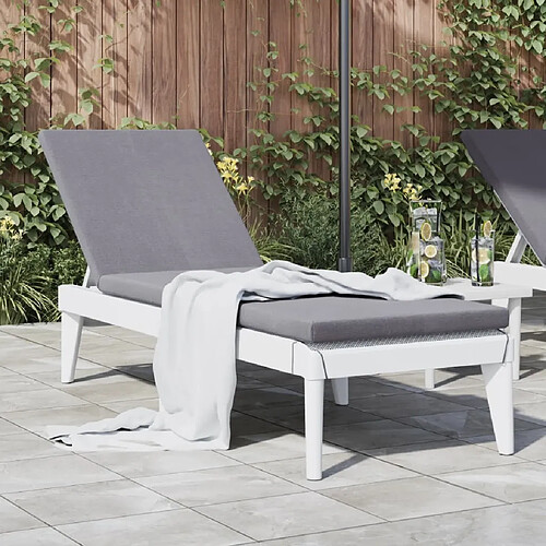 Maison Chic Chaise longue avec coussin | Bain de soleil Relax | Transat blanc 186x60x29 cm PP -GKD54151